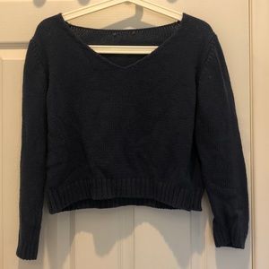 S Navy Blue Knit Cropped Sweater
